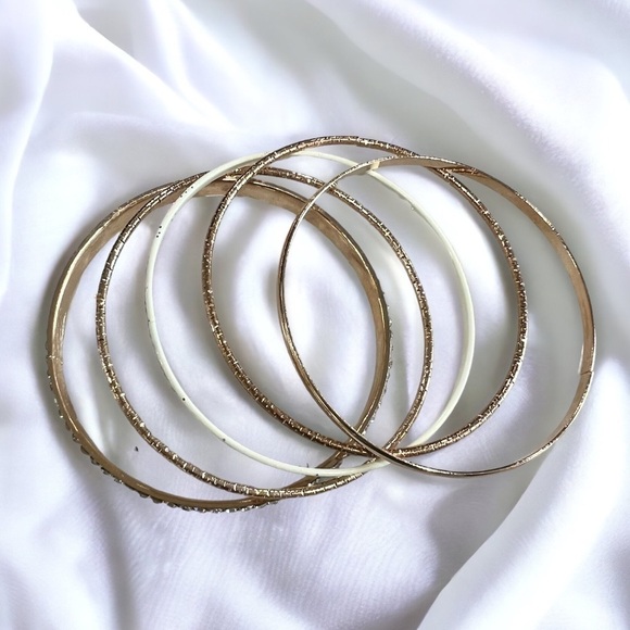 Girls Golden and Glitter Bangle Bracelet Stack - Picture 4 of 5